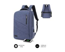 Mochila SUBBLIM City 15.6" USB Azul