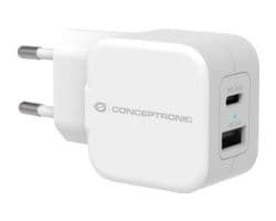 Cargador Pared CONCEPTRONIC 20W 2USB Blanco (ALTHEA09W)