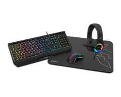 Teclado y raton  con cable usb auriculares alfombrilla pack gaming 4 en 1 teclado rgb retroiluminado con raton optico auriculares rgb