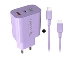 Cargador NUBBEH Bhoot 30W + Cable USB-C/C 60W 1.5m Lila