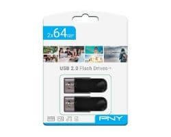 Pendrive PNY 64Gb USB 2.0 Pack 2 Negro