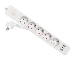 Regleta EQUIP 5xSchuko 3xUSB-A/C Interruptor