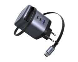 Cargador Ugreen GaN 100W Cable USB-C Retráctil