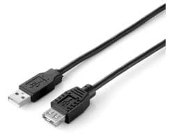 Cable EQUIP USB-A/M a USB-A/H 1.8m Negro