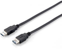 Cable EQUIP USB-A/M a USB-A/H 3m Negro