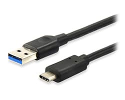 Cable EQUIP USB-A/M a USB-C/M 0.25m Negro