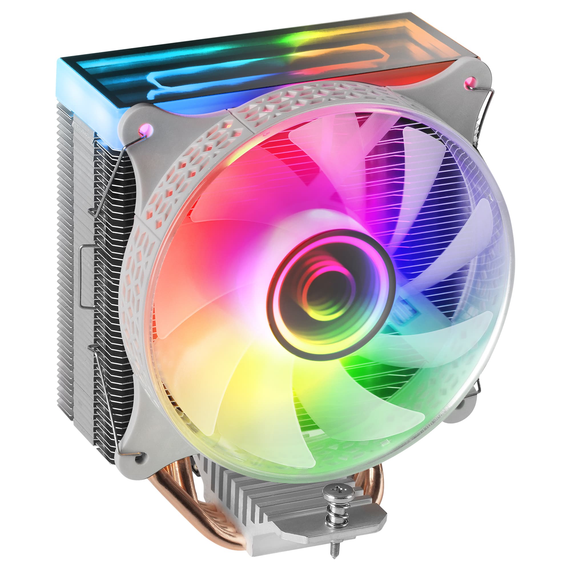 Mars Gaming MCPU-VR, Disipador CPU, Doble Espejo Infinito ARGB, 4 Heatpipes HCT, TDP 180 W, Ventilador Ultra-silencioso PWM 12 cm, Blanco