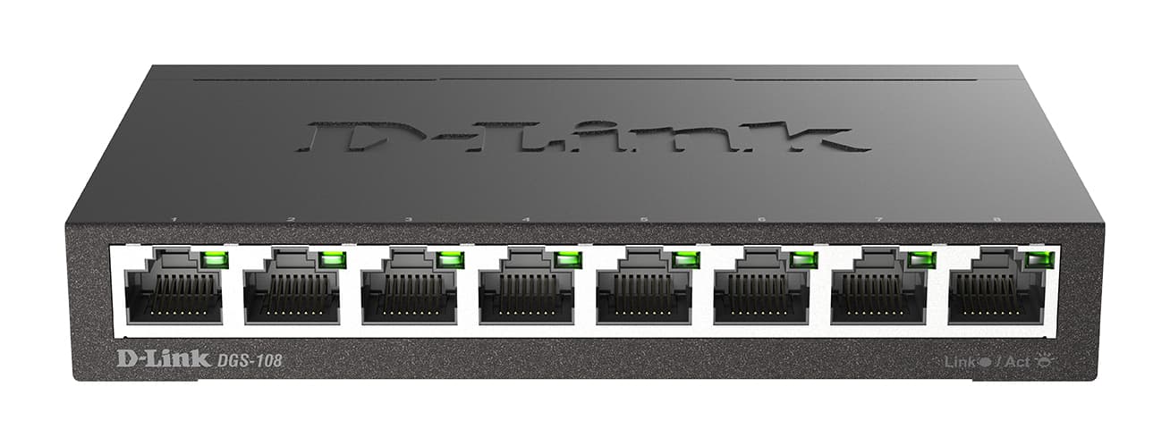 D-Link DGS-108 switch No administrado L2 Gigabit Ethernet (10/100/1000) Escritorio Negro