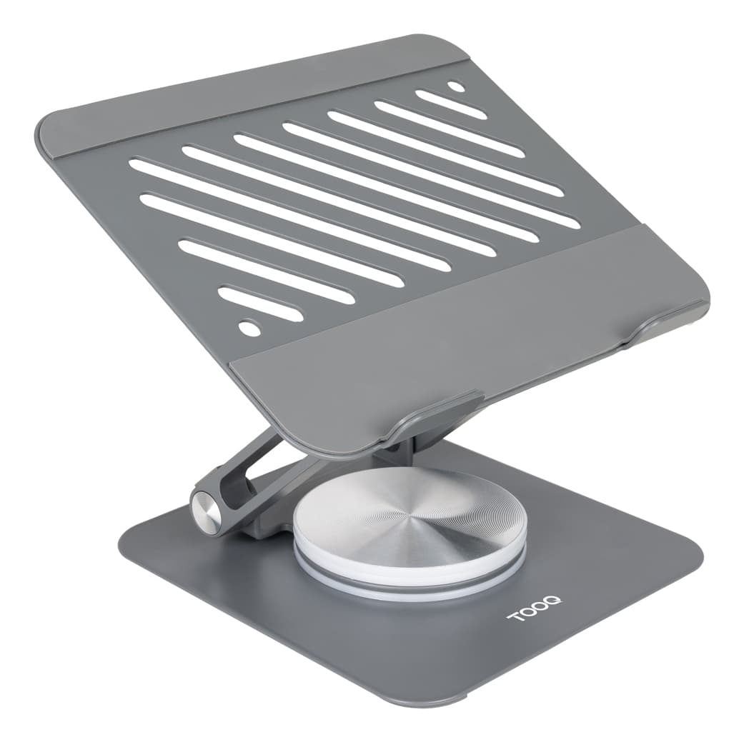 TooQ Soporte Elevador con rotación 360° y ajustable, para dispositivos de hasta 13”, Color Gris Oscuro