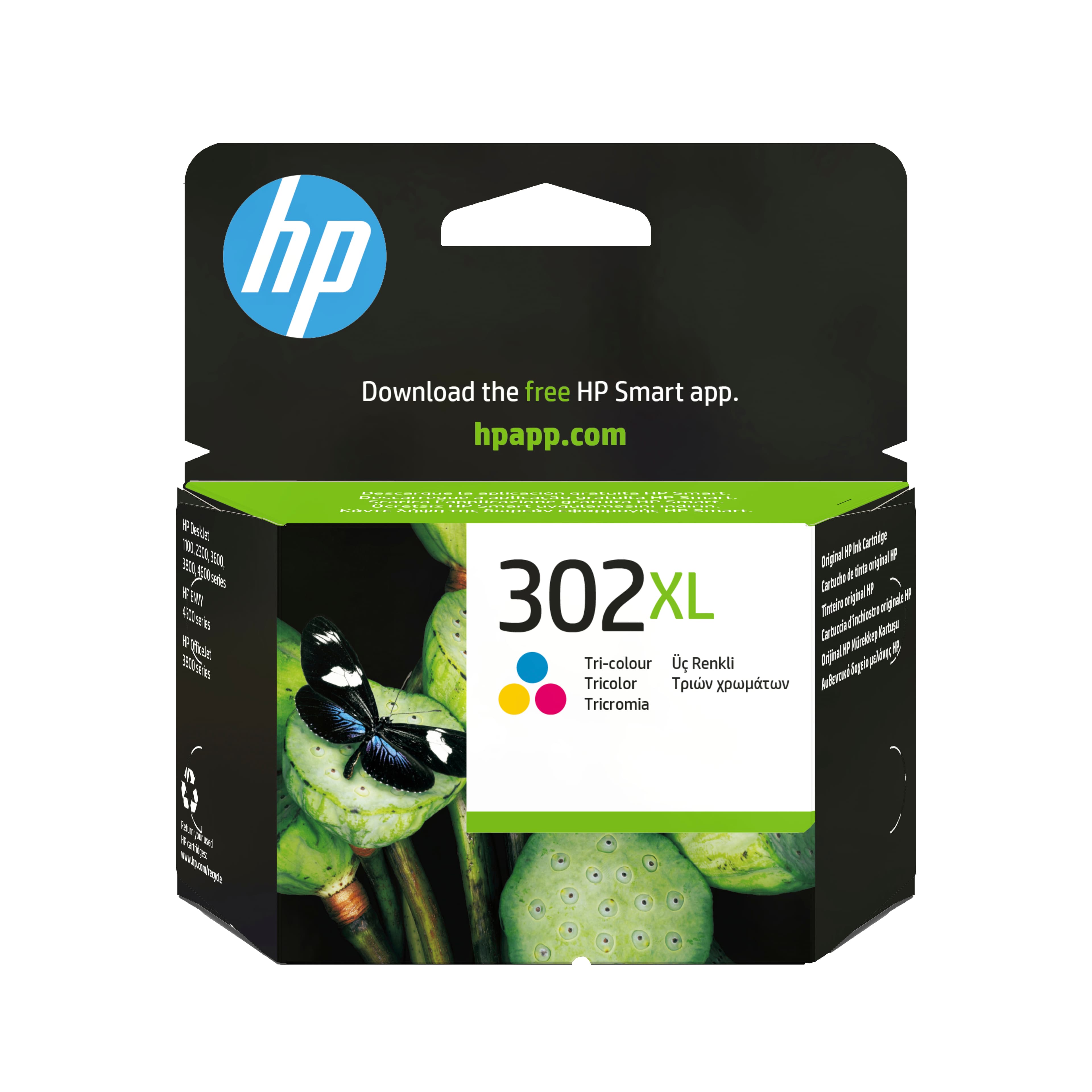 HP Cartucho de tinta original 302XL de alta capacidad tricolor