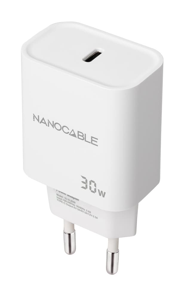 Nanocable Cargador USB-C PD 30W, Blanco