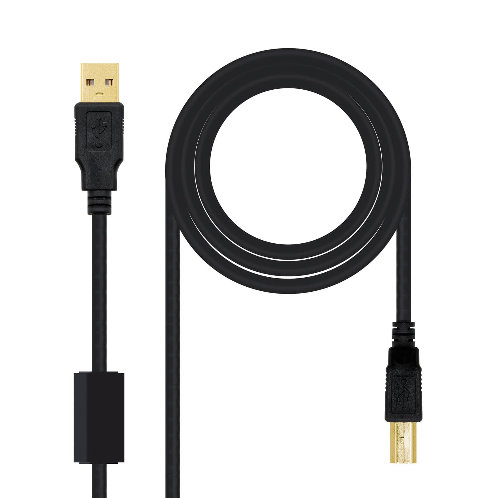 Nanocable CABLE USB 2.0 IMPRESORA HQ CON FERRITA, TIPO A/M-B/M, NEGRO, 5.0 M