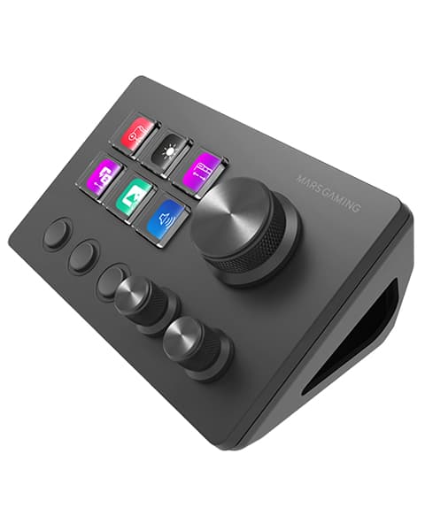 Mars Gaming MSD-TWO, Control Deck Compacto, 6 Teclas LCD Personalizables + 3 Botones, 3 Ruedas Multifuncionales, Control Deck Slim Ergonómico, Software de Control y Plug-ins, Windows y MacOS, Negro