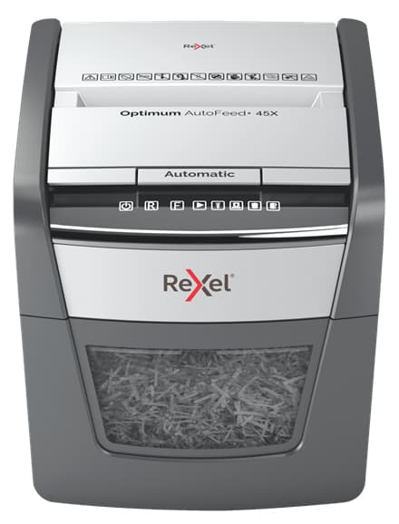 Rexel AutoFeed 45X triturador de papel Corte cruzado 55 dB Negro, Plata