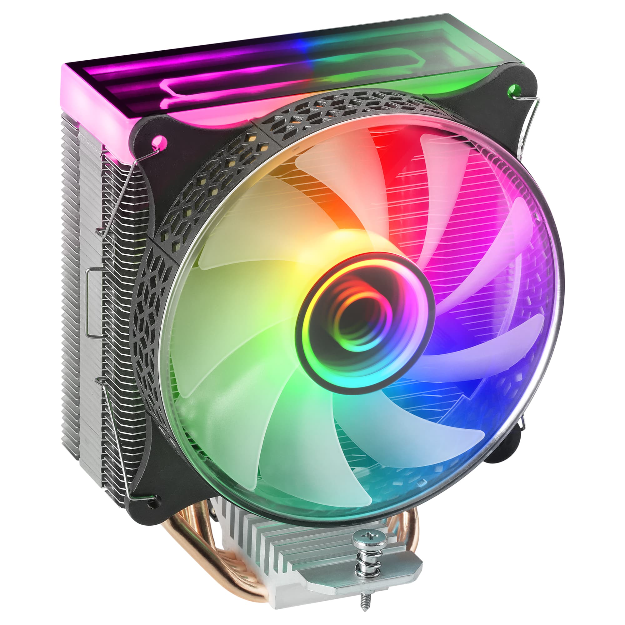 Mars Gaming MCPU-VR Negro, Disipador CPU, Doble Espejo Infinito ARGB, 4 Heatpipes HCT, TDP 180W, Ventilador Ultra-silencioso PWM 12cm