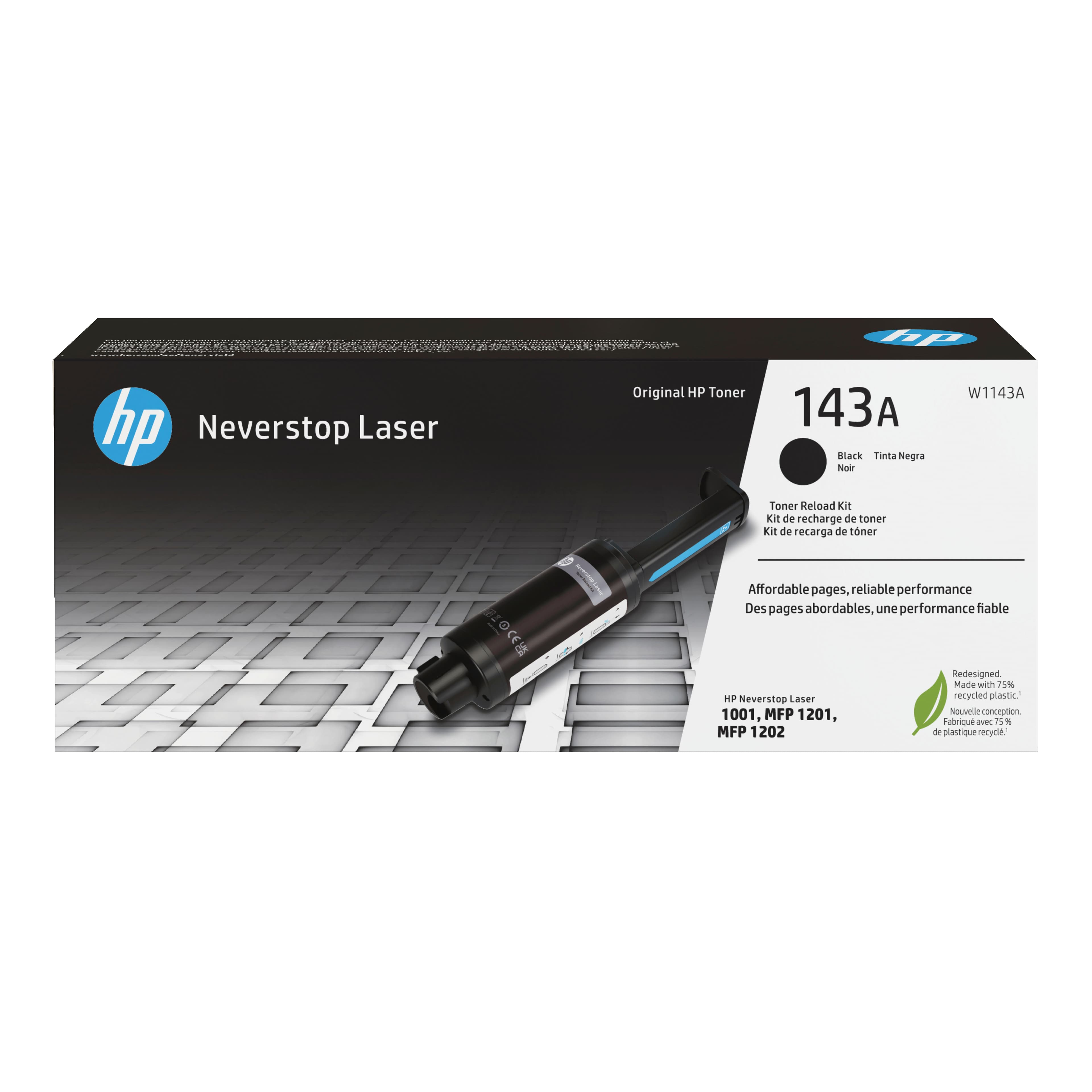 HP Kit de recarga de tóner Original Neverstop 143A negro