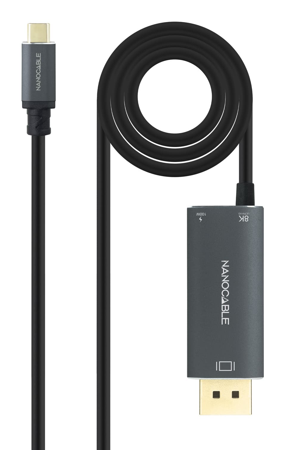Nanocable 10.15.5012 adaptador de cable de vídeo 1,8 m USB Tipo C DisplayPort + USB Type-C Negro