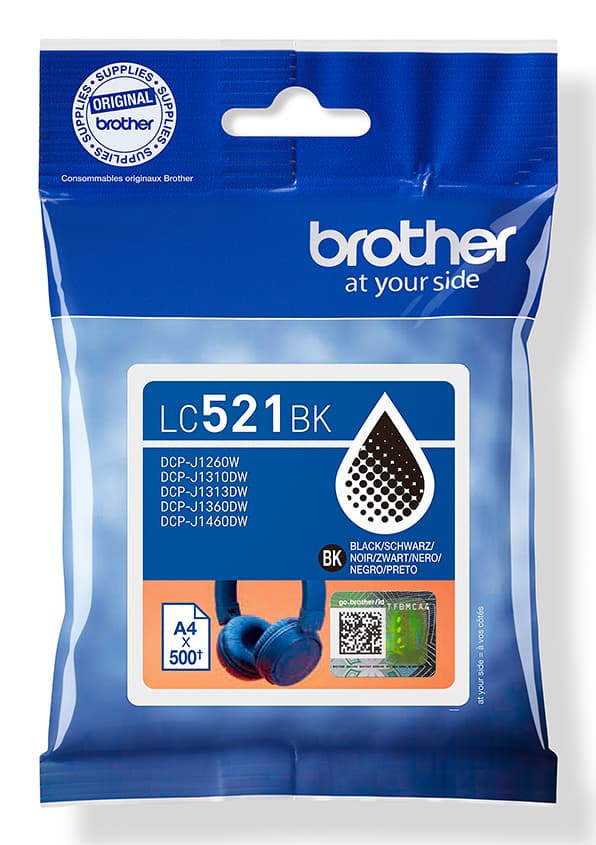 Brother LC521BK cartucho de tinta 1 pieza(s) Original Negro