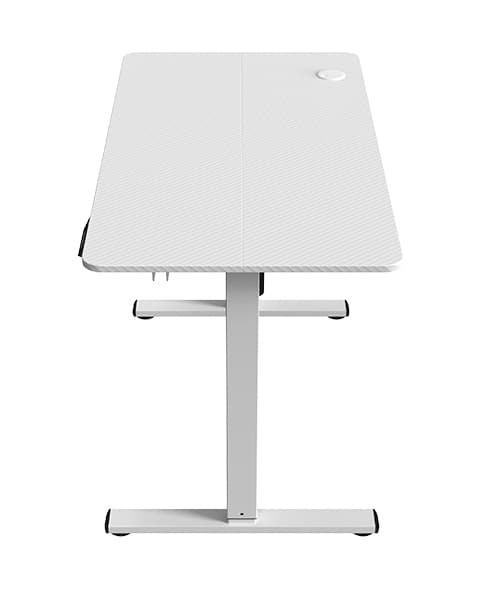 Mars Gaming MGD-ERGOPRO, Mesa Ajuste Altura Eléctrico 73-118cm, Superficie Ergonómica Fibra Carbono, Estructura Metálica, Soporte Auriculares y Gestión Cableado, Escritorio Regulable 110x60cm, Blanco
