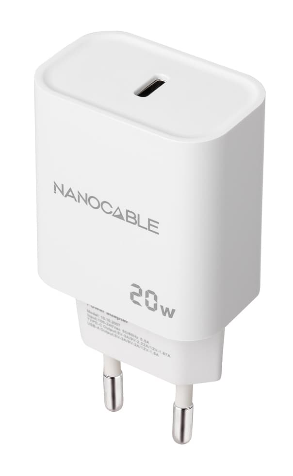 Nanocable Cargador USB-C PD 20W, Blanco