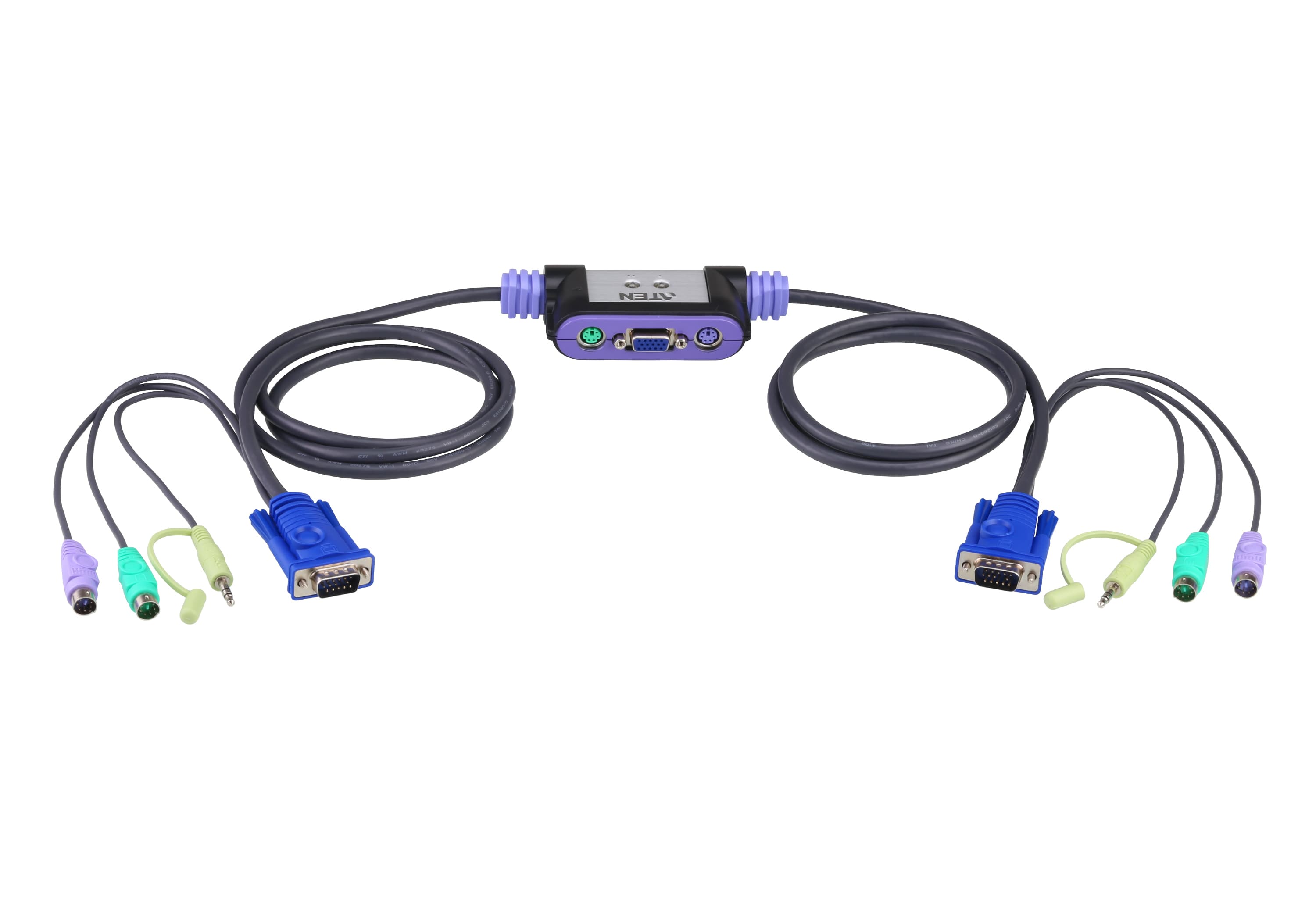 ATEN CS62A interruptor KVM Negro, Plata