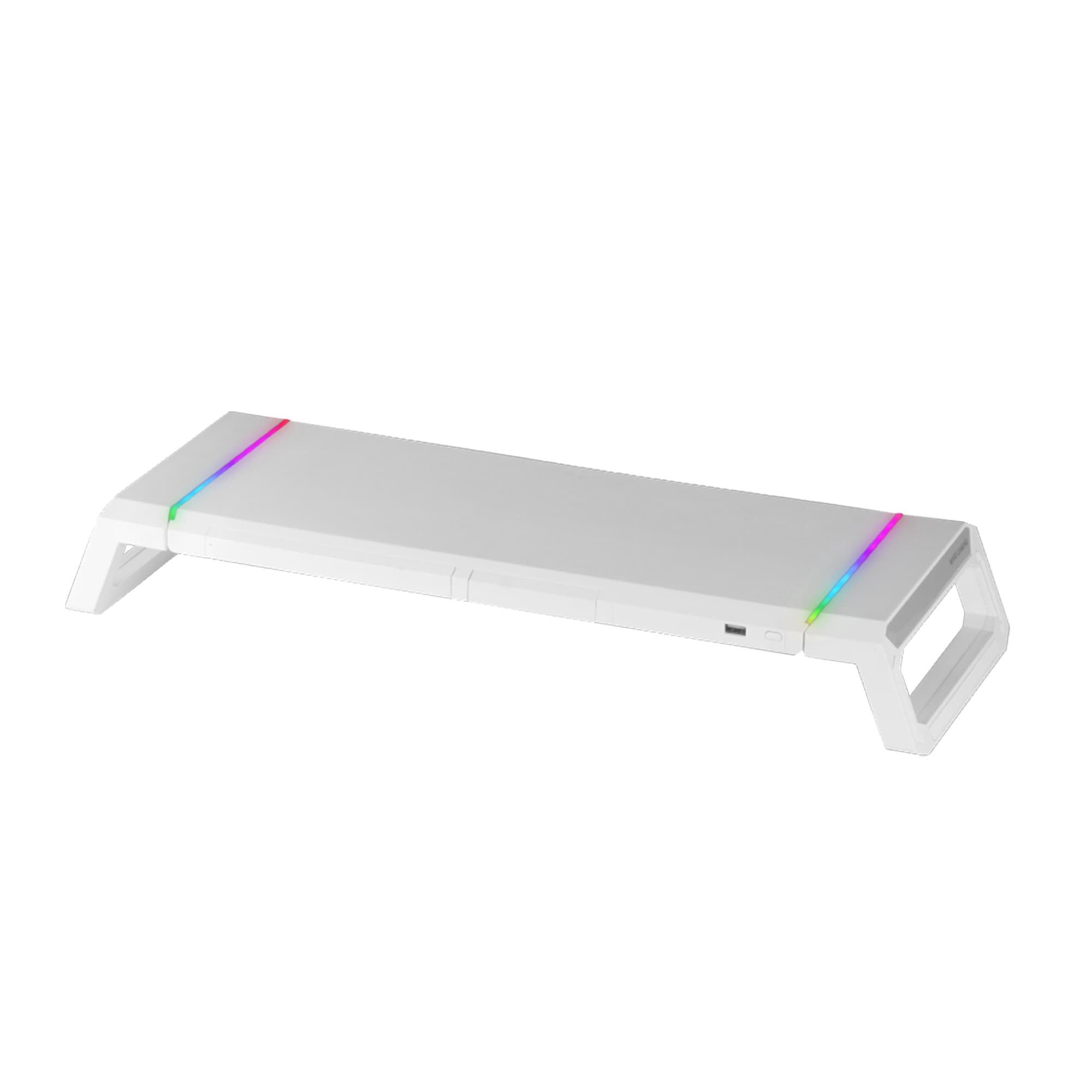 Mars Gaming MGS-ONE Blanco, Soporte Monitor RGB Chroma, Tamaño Ajustable, Soporte Smartphone y Tablet, USB 2.0 Frontal