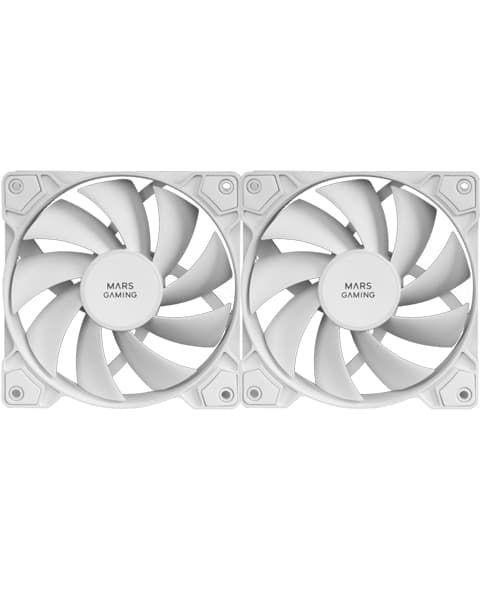 Mars Gaming MF-PWMX2 Blanco, Kit 2 Ventiladores 120mm, Ultra silenciosos FDB 12dB, Sistema Anti-vibraciones, Sistema PWM