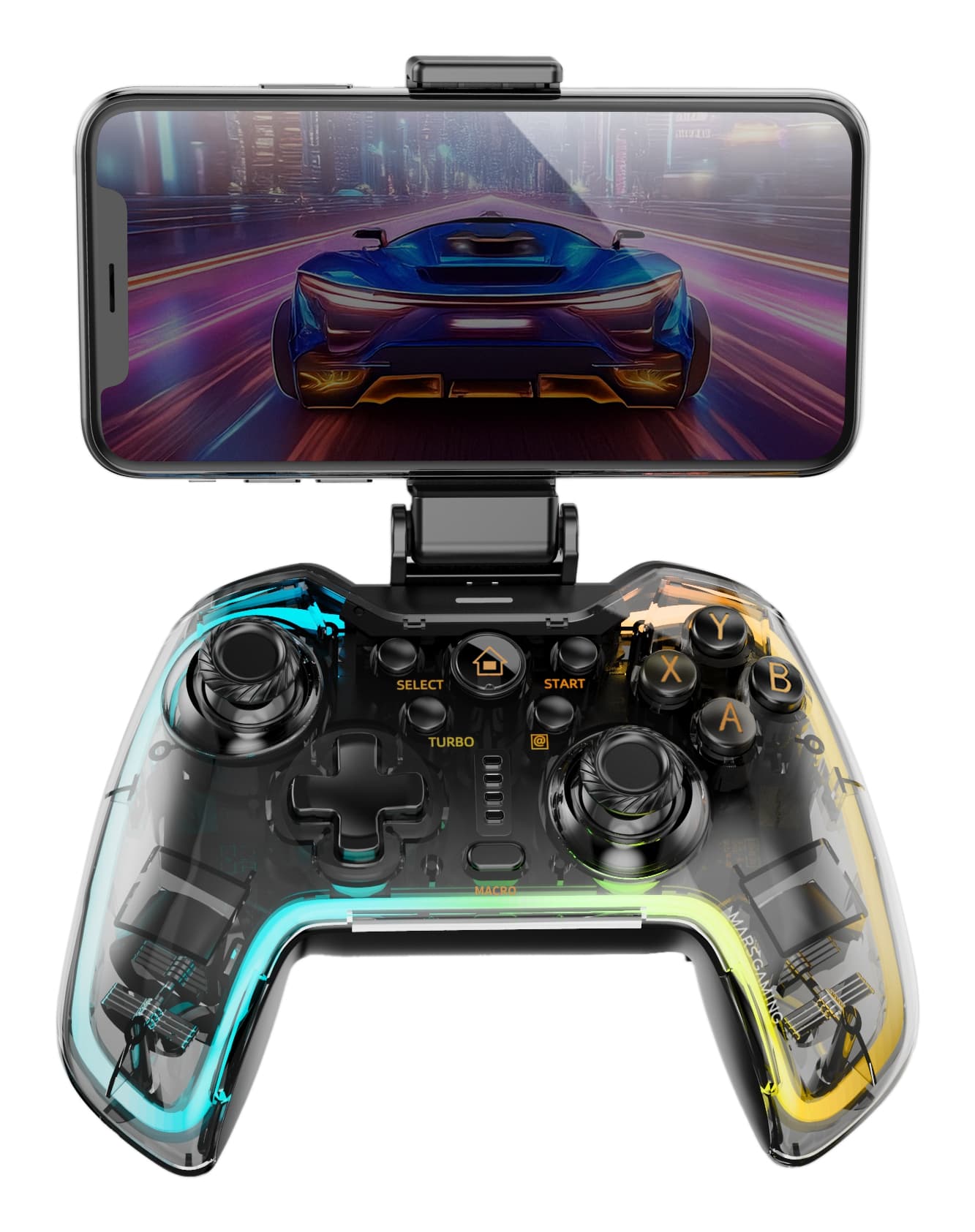 Mars Gaming MGP-BT2 Negro, Transparente Bluetooth/USB Gamepad Analógico/Digital Android, Nintendo Switch, Nintendo Switch 2, Nintendo Switch Lite, Nintendo Switch OLED, PlayStation 4, Playstation 3