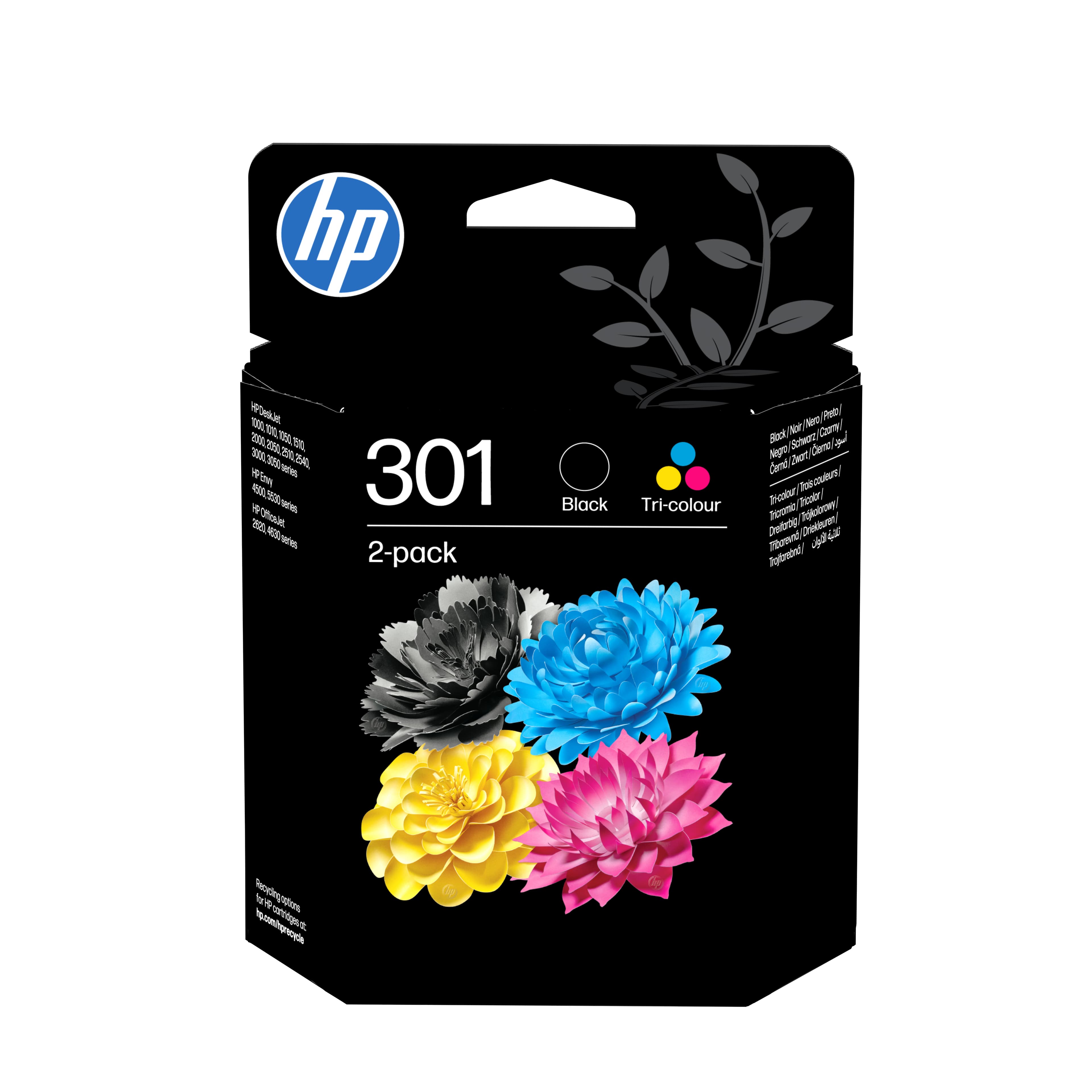HP Pack de ahorro de 2 cartuchos de tinta original 301 negro/Tri-color