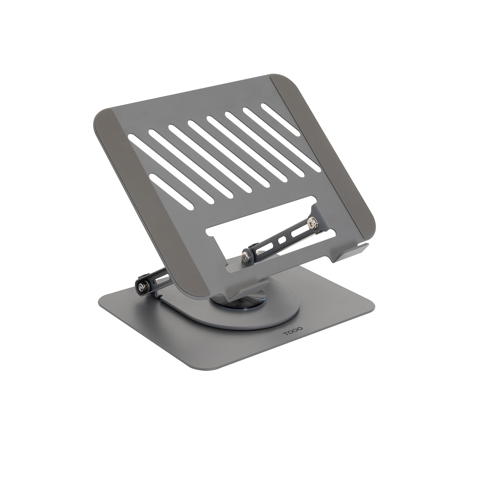TooQ Soporte Elevador con rotación 360° y ajustable, para dispositivos de 11”-17”, Color Gris Oscuro