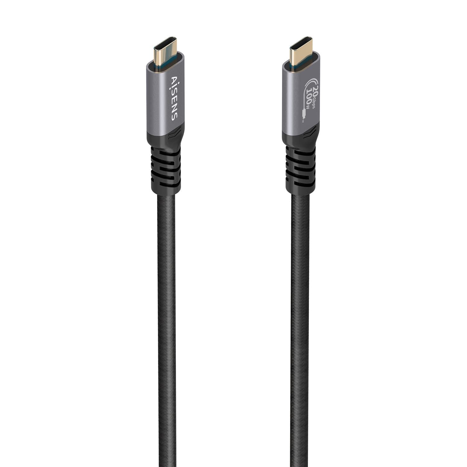 AISENS Cable USB 3.2 Gen2x2 Aluminio 20Gbps 8K@30Hz 5A 100W E-Mark, Tipo USB-C/M-USB-C/M, Negro, 3.0m