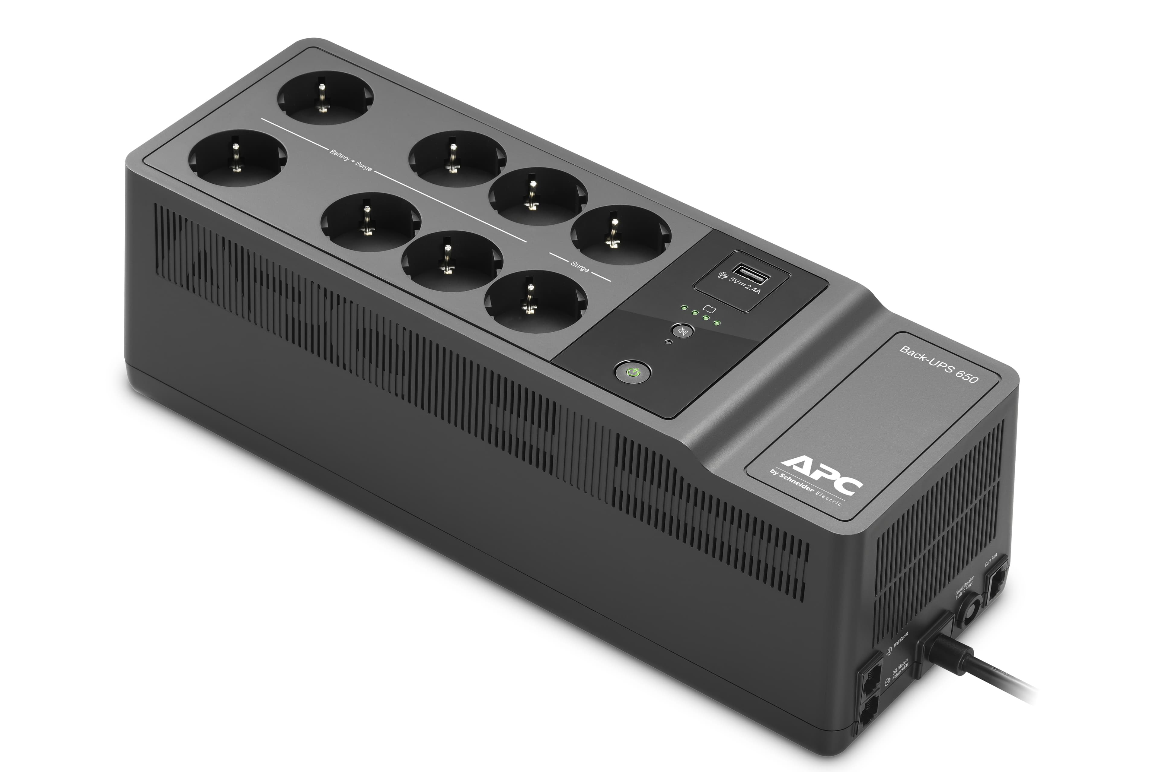 APC Back-UPS 650VA 230V 1 USB charging port - (Offline-) USV sistema de alimentación ininterrumpida (UPS) En espera (Fuera de línea) o Standby (Offline) 0,65 kVA 400 W 8 salidas AC