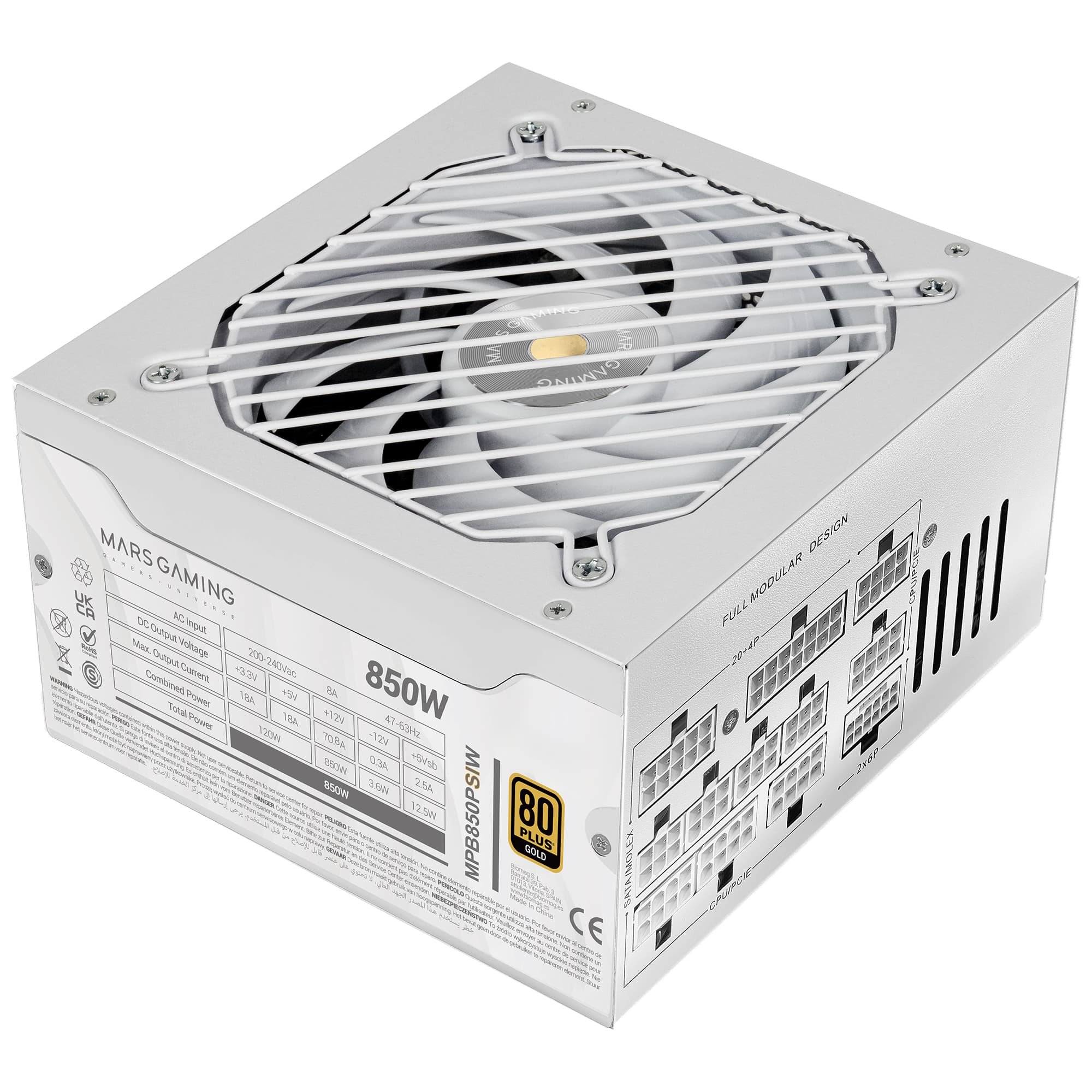 Mars Gaming MPB850PSIW unidad de fuente de alimentación 850 W 24-pin ATX ATX Blanco