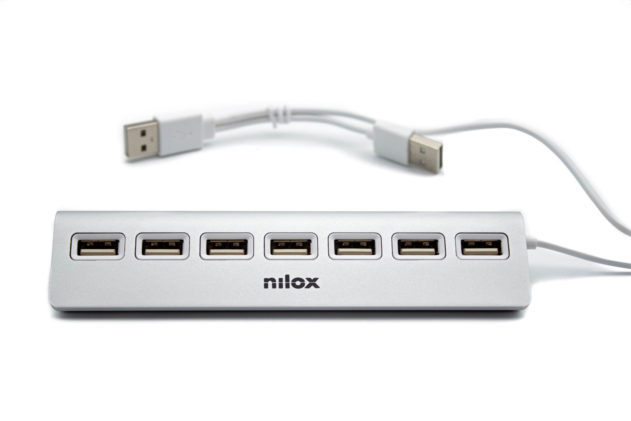 Nilox HUB sobremesa de aluminio con 7 puertos USB 2.0