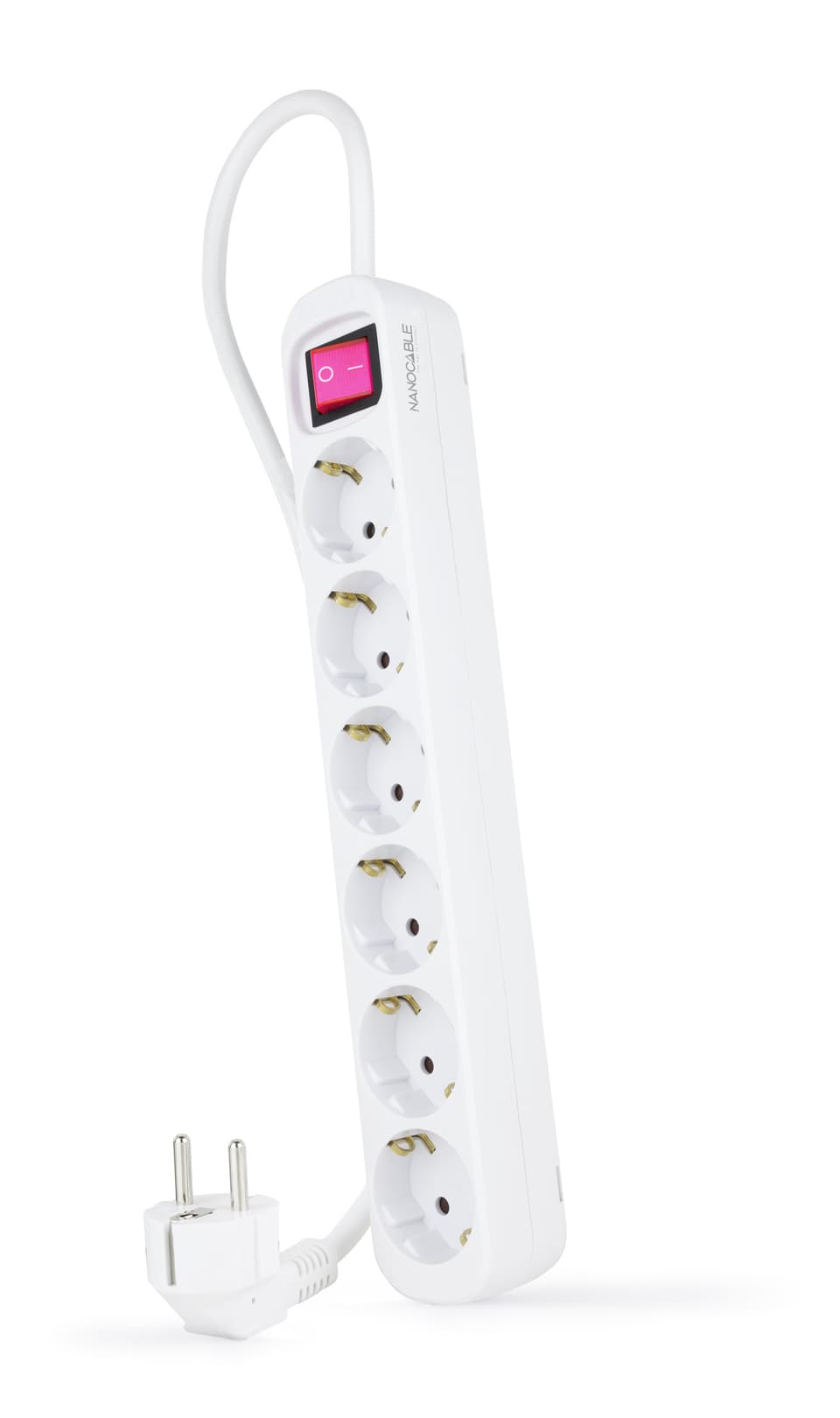Nanocable Regleta de enchufes de 6 tomas con interruptor, 1.4 metros Blanca