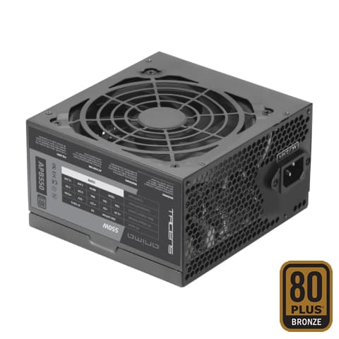 Tacens APB550, Fuente Alimentación PC ATX 550W, 80Plus Bronze, 85% Eficiencia, Tecnologías SMD y DC-DC, Ventilador Ultra-silencioso 12cm, Negro