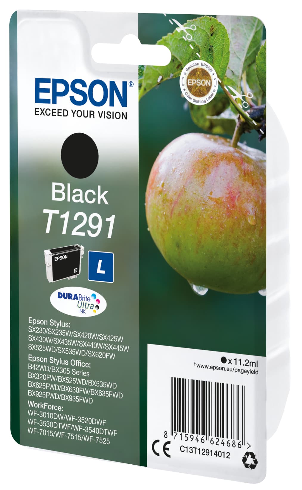 Epson Apple Tinta negra T1291 DURABrite Ultra Manzana