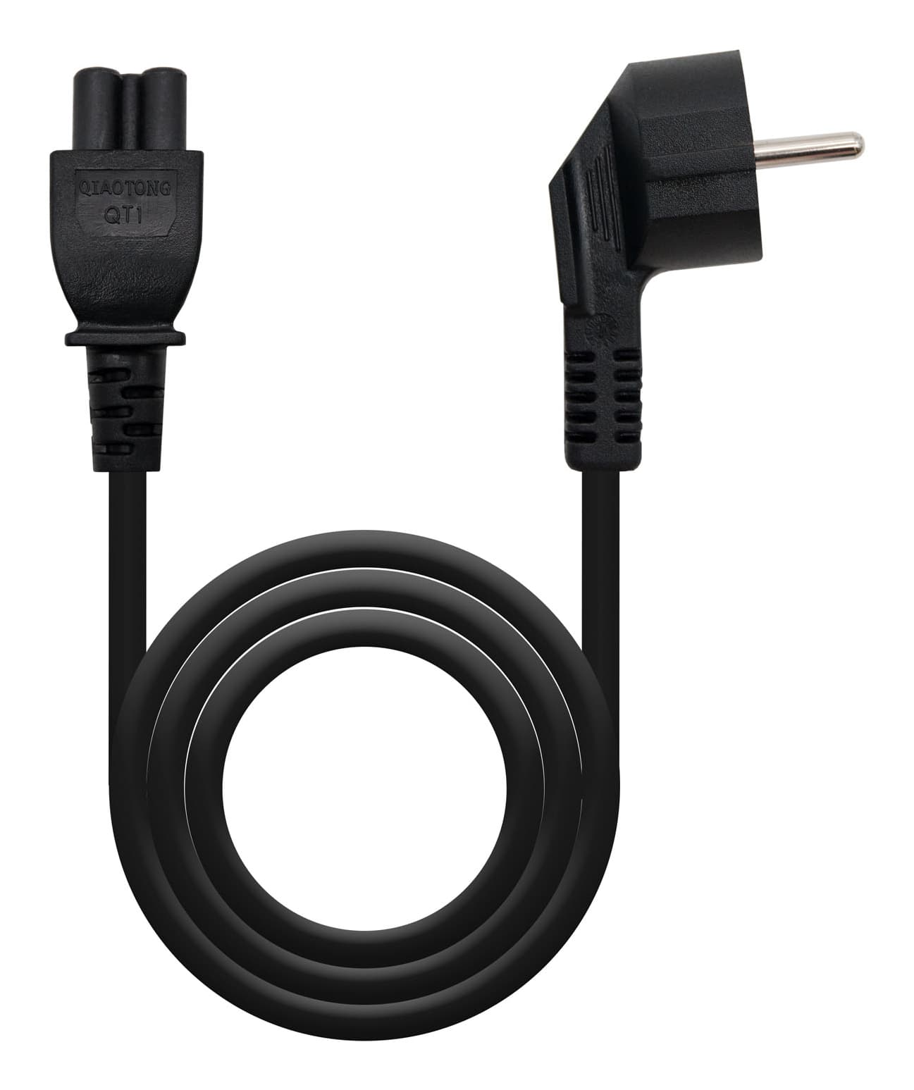 Nanocable Cable de Alimentación Trébol, CEE7 acodado/M-C5/H, Negro, 3 m