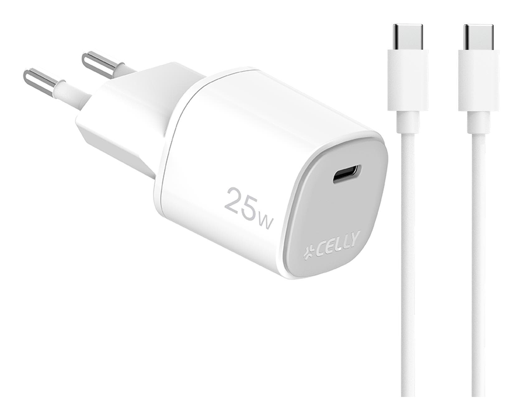 Celly UPTC1USBC25WCTC cargador de dispositivo móvil Smartphone, Tableta, Teléfono Blanco USB Interior