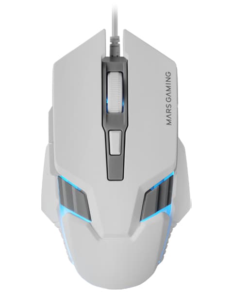 Mars Gaming MM024, Ratón Gaming RGB, Sensor Óptico 4000 DPI, Switches Mecánicos Huano, Iluminación RGB Flow, Ajuste On-the-fly 1200 / 2400 / 3200 / 4000 DPI, Compatibilidad Multiplataforma, Blanco