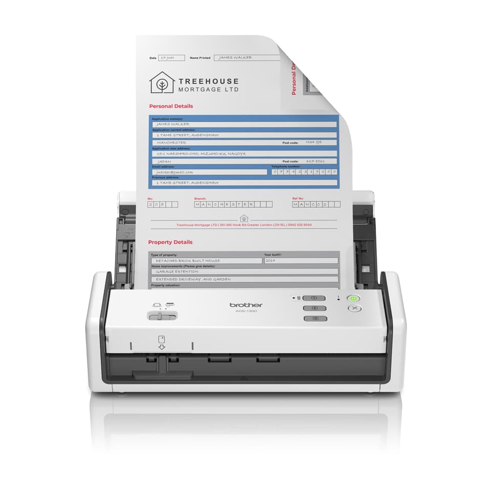 Brother ADS-1300 escaner Escáner con alimentador automático de documentos (ADF) 600 x 600 DPI A4 Blanco