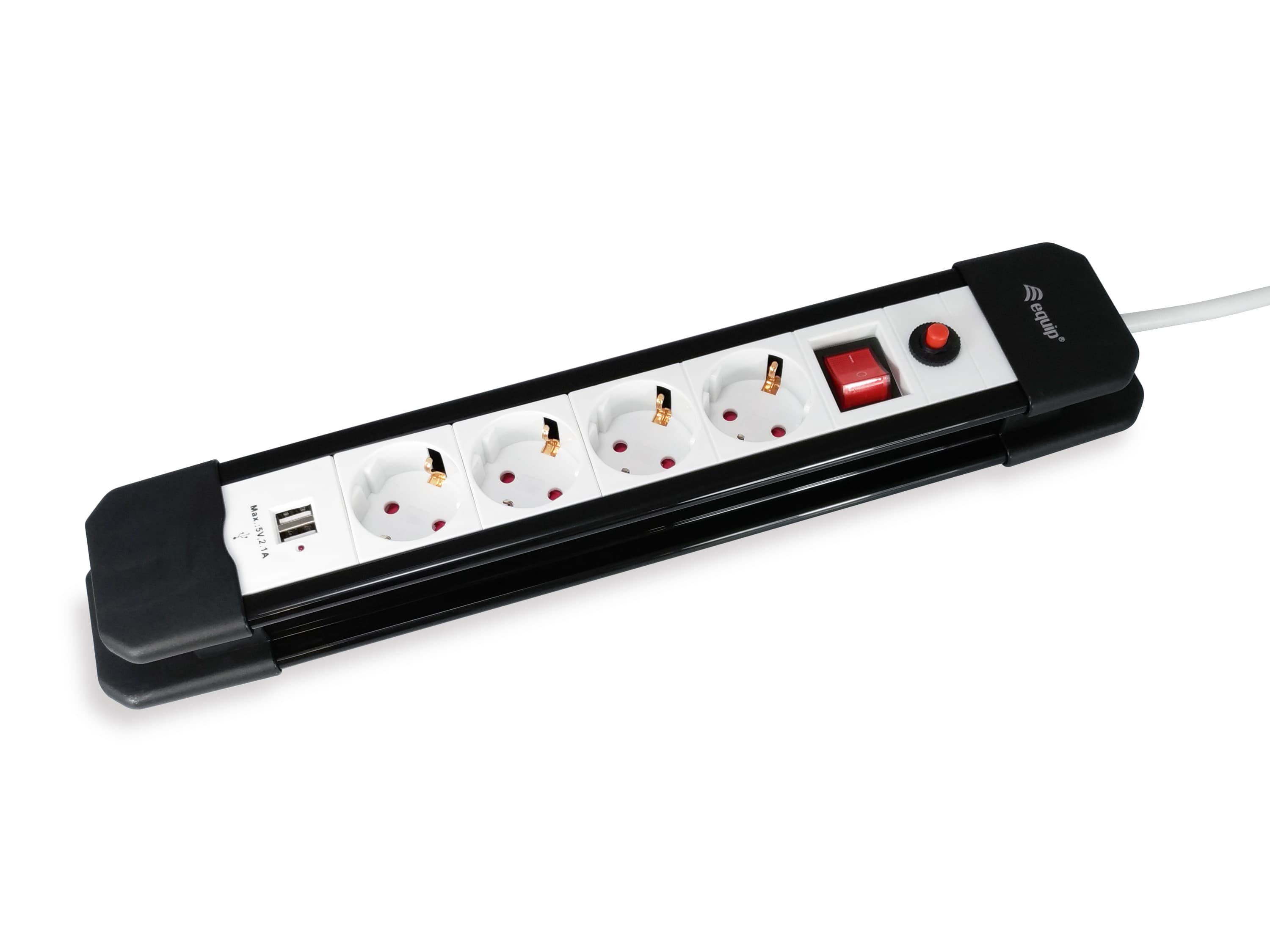 Equip 245553 base múltiple 1,5 m 4 salidas AC Interior Negro, Blanco