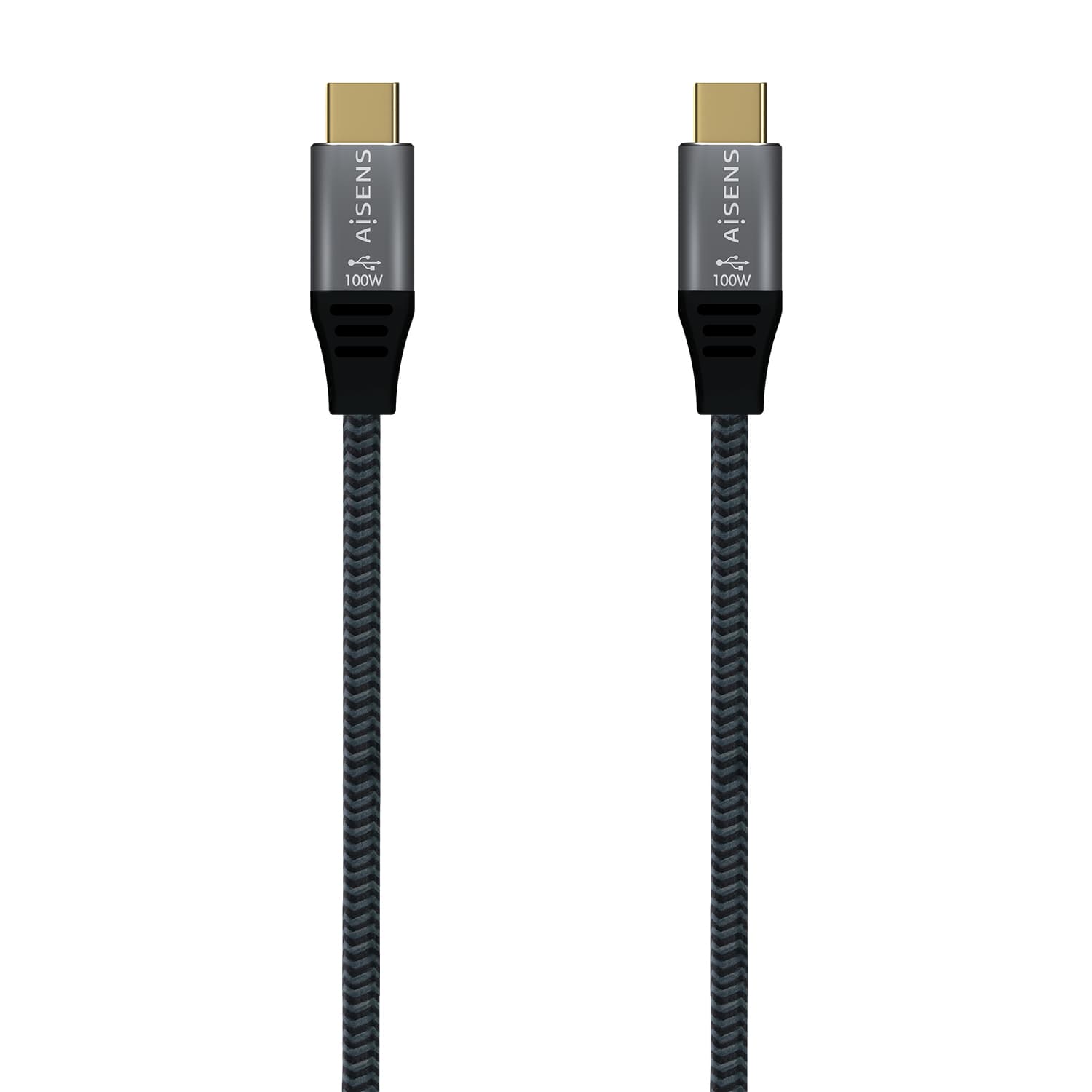 AISENS Cable USB 2.0 Aluminio 5A 100W E-Mark, USB-C/M-USB-C/M, Gris, 2.0M