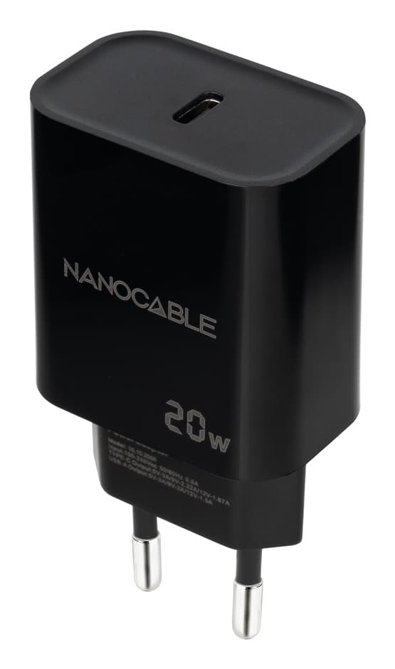 Nanocable Cargador USB-C PD 20W, Negro