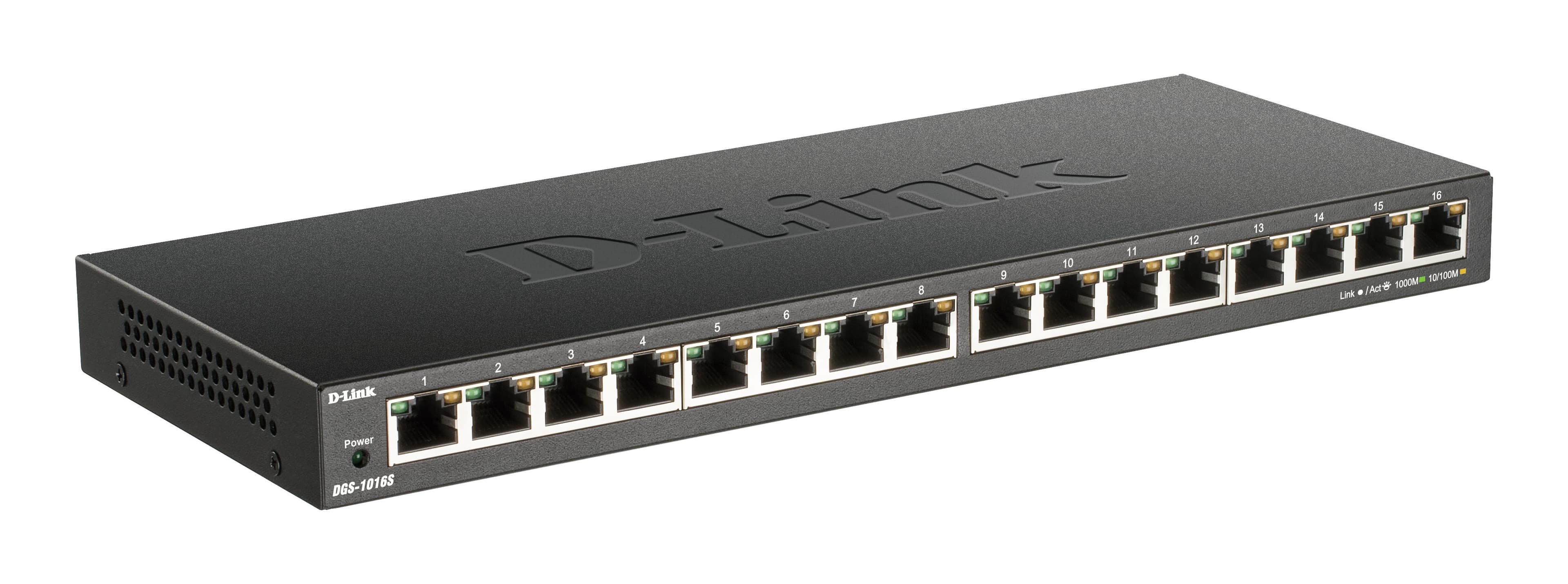 D-Link DGS-1016S switch No administrado Gigabit Ethernet (10/100/1000) Negro