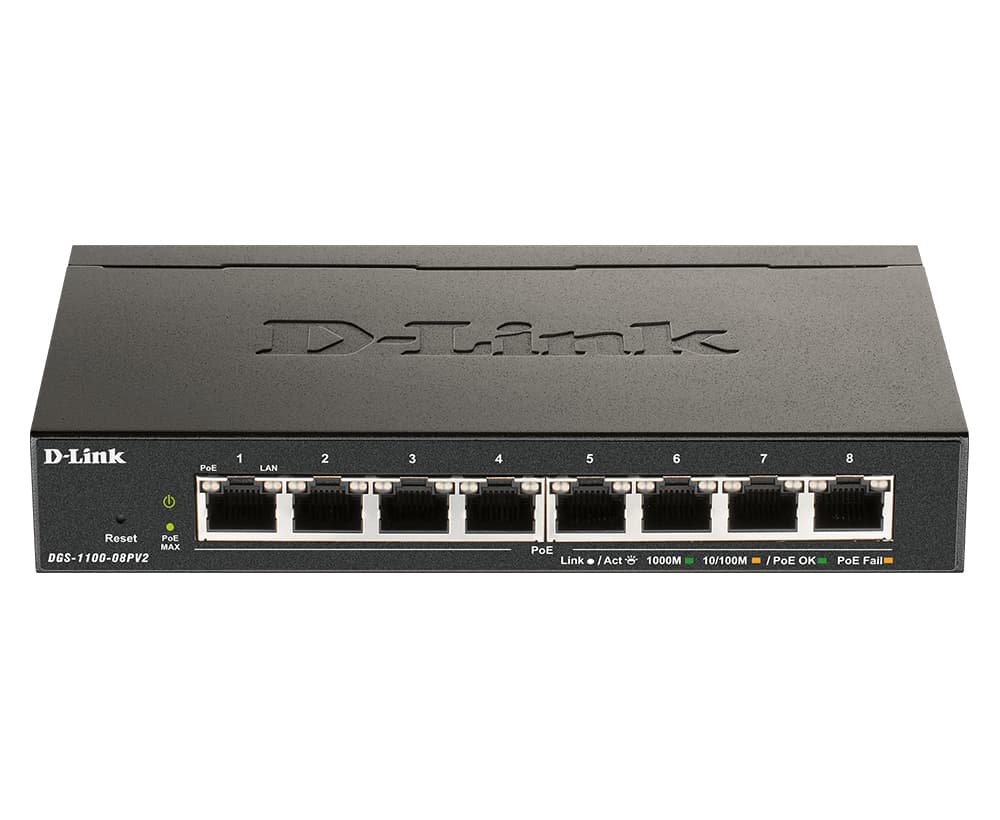 D-Link DGS-1100-08PV2 Gestionado L2/L3 Gigabit Ethernet (10/100/1000) Energía sobre Ethernet (PoE) Negro