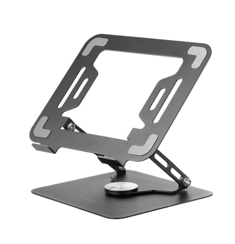 Mars Gaming MA-RSN, Soporte para Portátiles y Tablets hasta 17", Ajuste en Altura + Inclinación + Rotación 360º, Stand Estructura Acero, Almohadillas Antideslizantes, Diseño Plegable Portátil, Negro