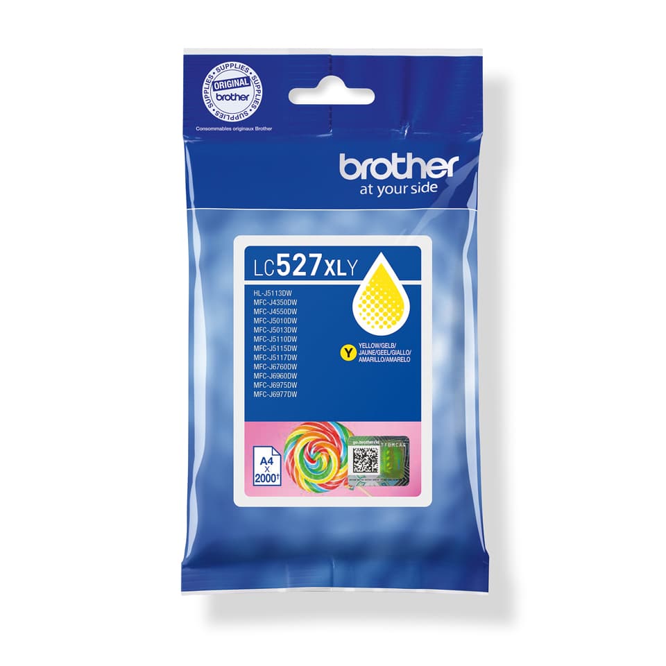 Brother LC527XLY cartucho de tinta 1 pieza(s) Original Alto rendimiento (XL) Amarillo