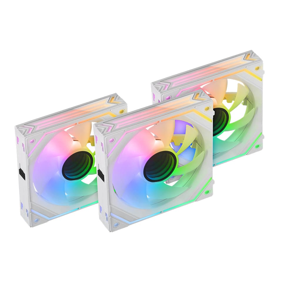 Mars Gaming MF-LINKFINITYKIT, Kit 3x Ventiladores Modulares PWM 120mm, Sistema de Conexión LINKFINITY, Iluminación Infinity Mirror ARGB 360º y Controladora ARGB, Ultra-silenciosos 12dB, Blanco