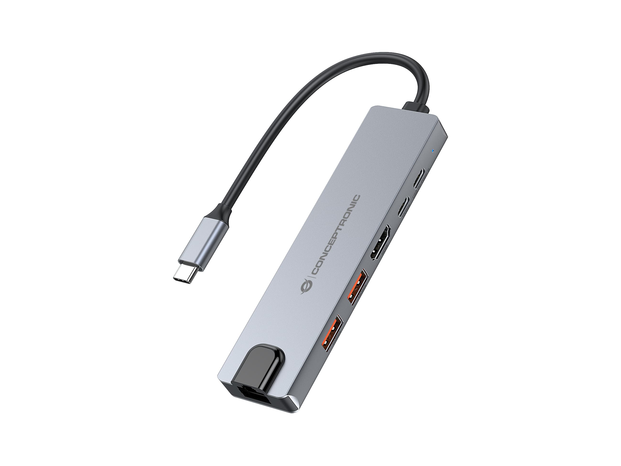 Conceptronic DONN29G base para portátil y replicador de puertos Alámbrico USB 3.2 Gen 2 (3.1 Gen 2) Type-C Gris